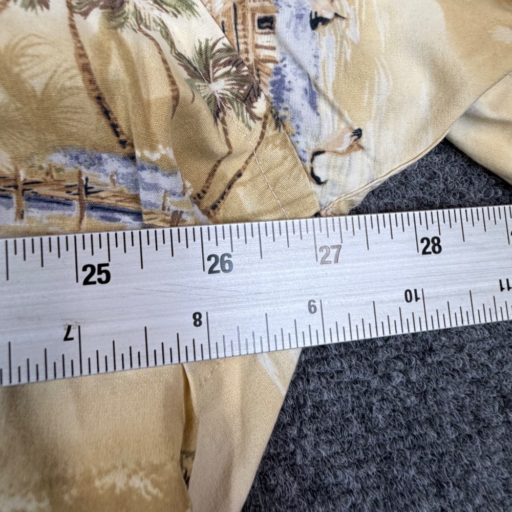 Pierre Cardin Mens XXL Yellow Tropical Palm Tree Island Cotton Camp Shirt SS - Picture 4 of 7
